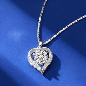 Moissanite Heart Necklace 925 Sterling Silver 4 Carat Pendant NWT